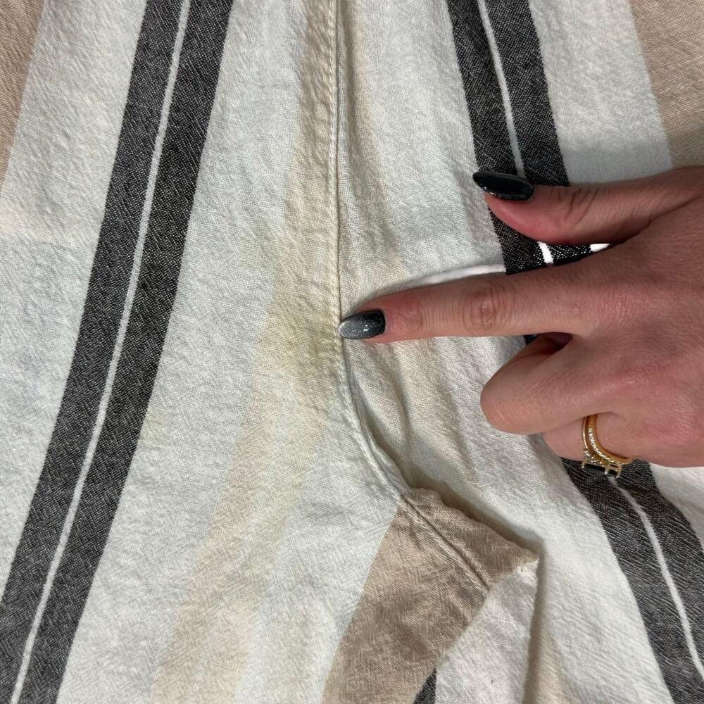 Anthropologie Beige Black White Neutral Stripe Linen Blend Wide Leg Pants size M - Picture 9 of 12